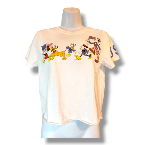 Disney American Flag Cropped Top Patriotic Print Size Medium - Picture 1 of 5